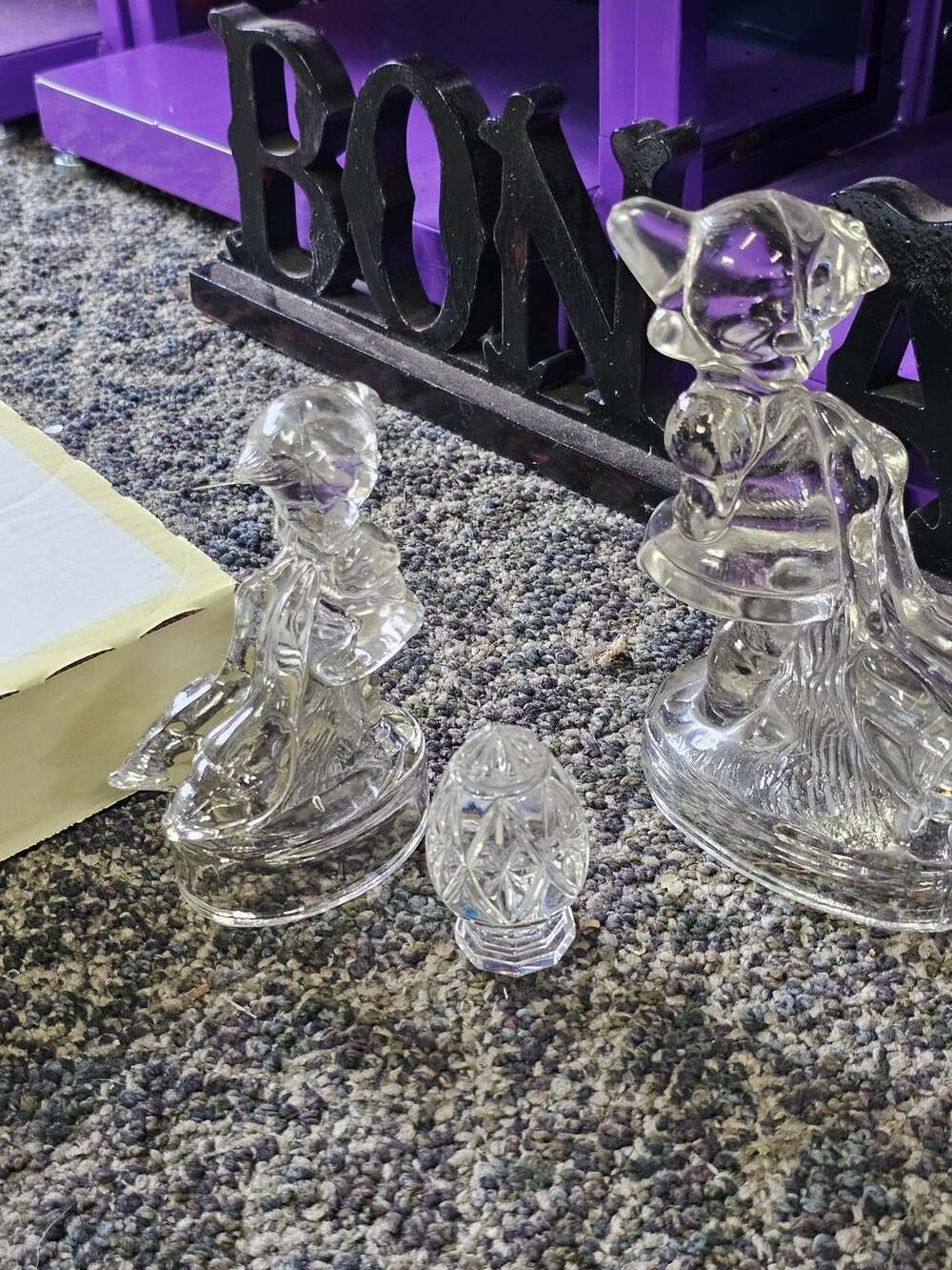 LE Smith Clear Glass Girl With Geese Figurine